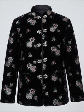 🌸 Vintage MiMi Black Velvet Floral Frog Closure Tang Jacket XL 8887-16 🌸